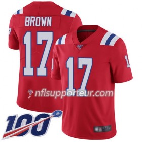 Maillot Homme New England Patriots Antonio Brown 17 Nike Rouge 100th